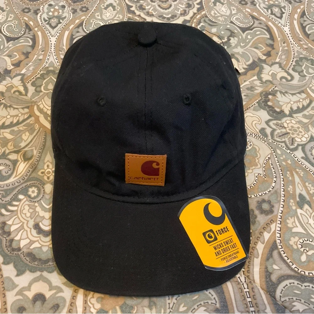 NWT Carhartt Canvas Mesh Leather Logo Back Quality Graphic Hat.